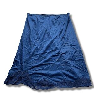 Vintage Reitmans Navy Lace Slip Skirt | Satin Feel | Cottagecore Lingerie |